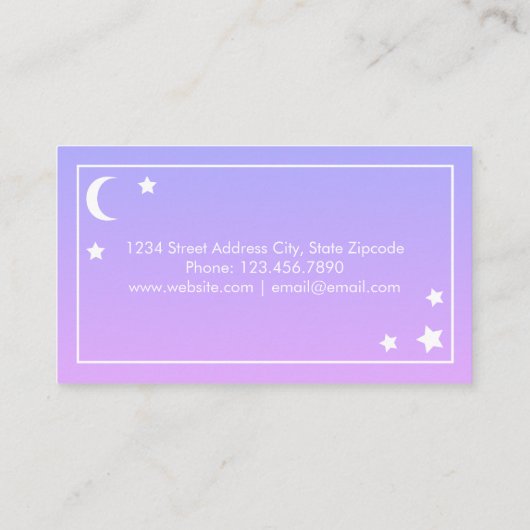 Paarse roze moon en sterren Visitekaartjes (Achterkant)