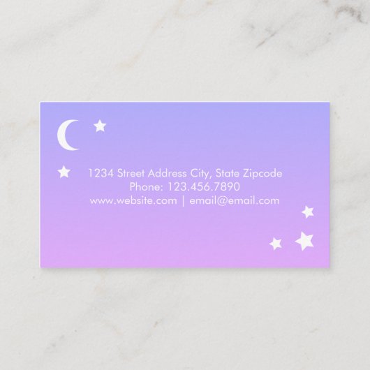 Paarse roze moon en sterren Visitekaartjes (Achterkant)