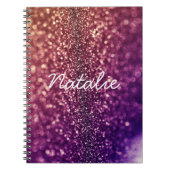 Paarse roze naam NATALIE sparkly glitter notebook Notitieboek (Voorkant)