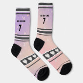 Paarse roze - Naam Nummer Sokken (Rechts)