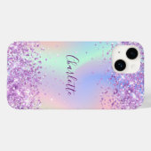 Paarse roze naam script holografisch Case-Mate iPhone case (Achterkant (horizontaal))
