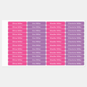 Paarse roze naamlabels voor schoolkamp dagopvang labels