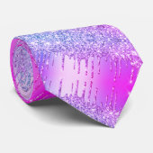 Paarse roze neon Chiny Glitter Sparkle Drift Party Stropdas (Opgerold)