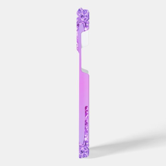 Paarse Roze Neon Glitter Aangepaste Naam iPhone Ca iPhone Hoesje (Linkerkant)