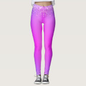 Paarse roze neon glitter spaarpjes Dans nacht Leggings (Voorkant)