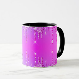 Paarse Roze Neon Glitter Sparkly Koffie Mok