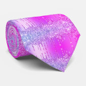 Paarse roze Neon Gold Glitter Drift Stropdas Gift (Opgerold)