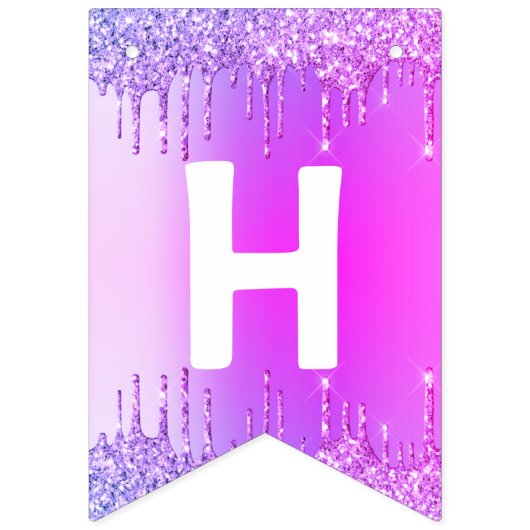 Paarse roze Neon Gold Glitter maakt een fijne bloe Vlaggetjes (Tweede vlag)