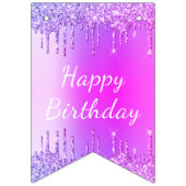 Paarse roze Neon Gold Glitter maakt een fijne bloe Vlaggetjes (Eerste vlag)