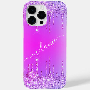 Paarse Roze Neon iPhone Case met aangepaste naam