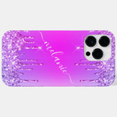 Paarse Roze Neon iPhone Case met aangepaste naam (Achterkant (horizontaal))