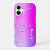 Paarse Roze Neon iPhone Case met aangepaste naam iPhone 16 Hoesje (Achterkant)