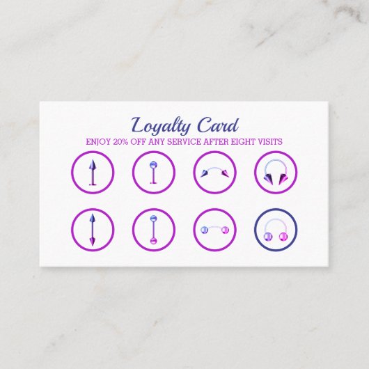 Paarse roze neon Stijlvolle body Piercing Klantenkaartje (Voorkant)