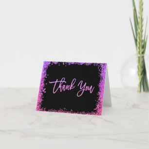 Paarse Roze Nep Glitter Bedankkaart