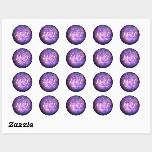 Paarse & Roze Nevel Trouwcirkel Sticker (Vel)