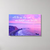 Paarse roze Ocean Sunset Foto Inspirerend Quote Canvas Afdruk (Voorkant)