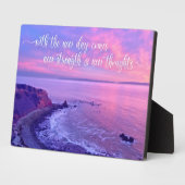 Paarse roze Ocean Sunset Foto Inspirerend Quote Fotoplaat (Zijkant)