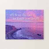 Paarse roze Ocean Sunset Foto Inspirerend Quote Legpuzzel (Horizontaal)
