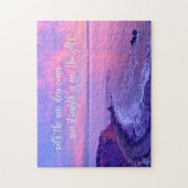 Paarse roze Ocean Sunset Foto Inspirerend Quote Legpuzzel (Verticaal)