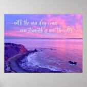 Paarse roze Ocean Sunset Foto Inspirerend Quote Poster (Voorkant)