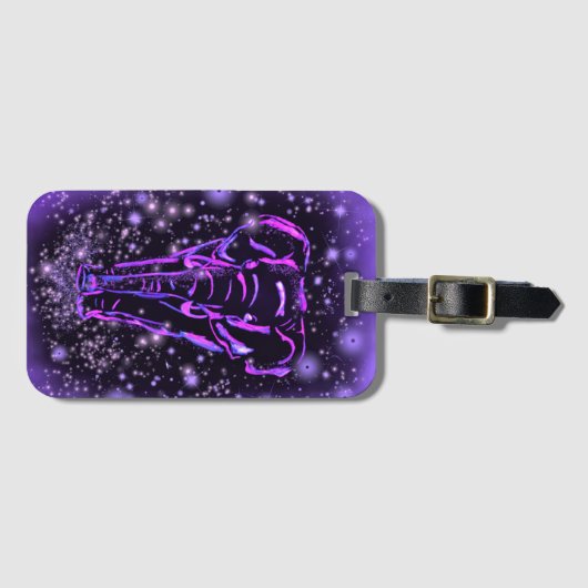 Paarse Roze Olifant Bagagelabel (Voorkant (horizontaal))