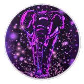Paarse roze olifant bij Sterrennacht keramische Kn Keramische Knop (Voorkant)