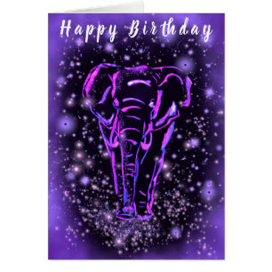 Paarse roze olifant Birthday Kaart