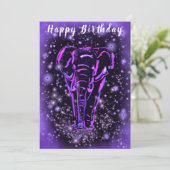 Paarse roze olifant Happy Birthday Kaart (Staand voorkant)