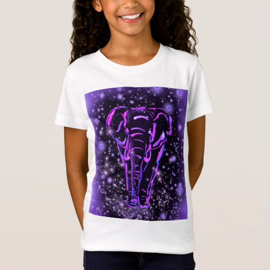 Paarse roze olifant T-Shirt Sterrennacht (Voorkant)
