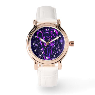 Paarse roze olifantenhorloge horloge