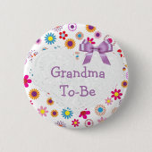 Paarse Roze Oma Wordt Baby shower Button (Voorkant)