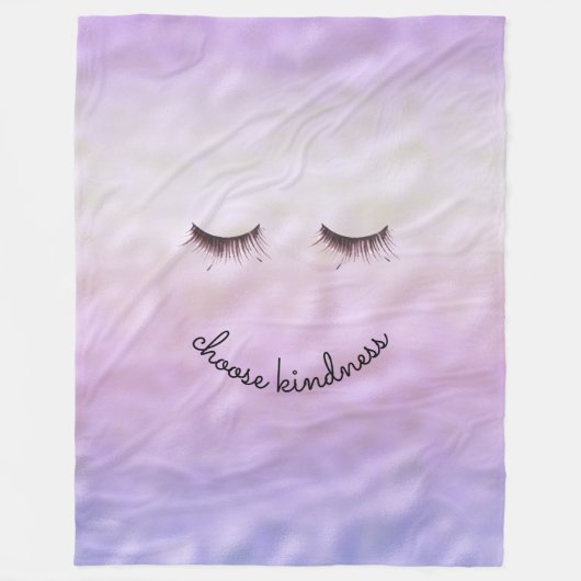 Paarse roze ombre Black Eyelashes Kindness Fleece Deken (Voorkant)