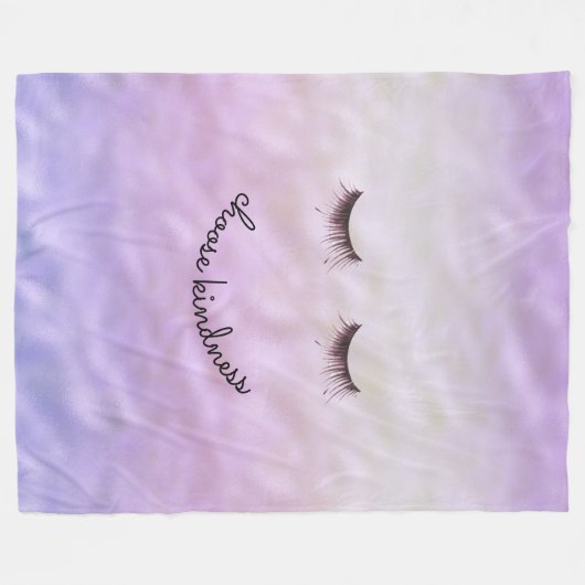 Paarse roze ombre Black Eyelashes Kindness Fleece Deken (Voorkant (Horizontaal))