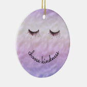 Paarse roze ombre Black Eyelashes Kindness Keramisch Ornament (Rechts)