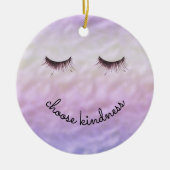 Paarse roze ombre Black Eyelashes Kindness Keramisch Ornament (Voorkant)
