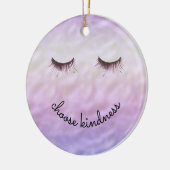 Paarse roze ombre Black Eyelashes Kindness Keramisch Ornament (Links)