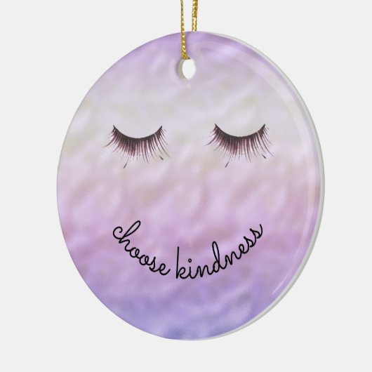 Paarse roze ombre Black Eyelashes Kindness Keramisch Ornament (Links)