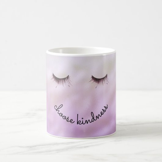 Paarse roze ombre Black Eyelashes Kindness Koffiemok (Center)