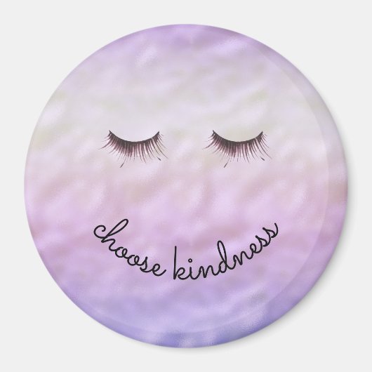 Paarse roze ombre Black Eyelashes Kindness Magneet (Voorkant)