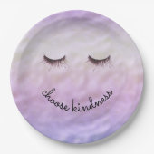 Paarse roze ombre Black Eyelashes Kindness Papieren Bordje (Voorkant)