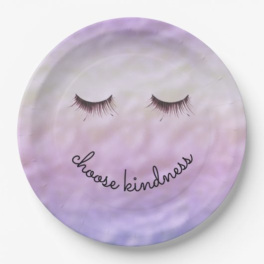 Paarse roze ombre Black Eyelashes Kindness Papieren Bordje (Voorkant)