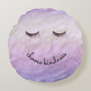 Paarse roze ombre Black Eyelashes Kindness Rond Kussen