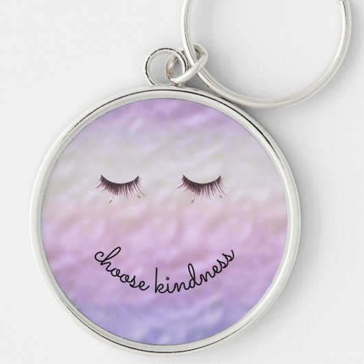 Paarse roze ombre Black Eyelashes Kindness Sleutelhanger (Voorkant)