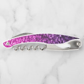 Paarse roze ombre faux glitter fonkelt Monogram Kurkentrekker (Achterkant)