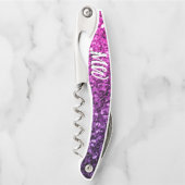 Paarse roze ombre faux glitter fonkelt Monogram Kurkentrekker (Voorkant)