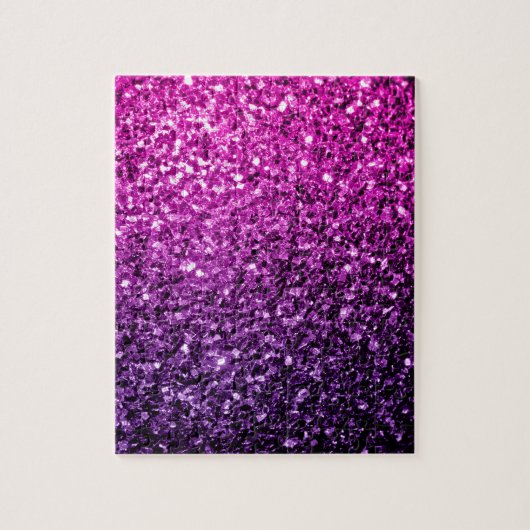Paarse roze ombre faux glitter legpuzzel (Verticaal)