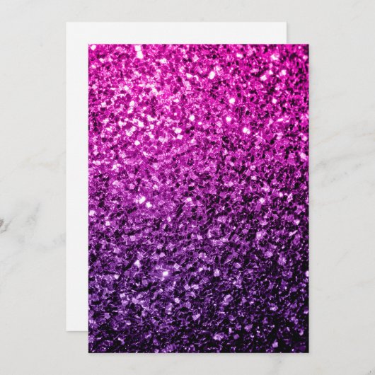 Paarse roze ombre faux glitter sparkle personalise kaart (Voorkant / Achterkant)