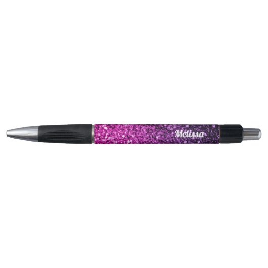 Paarse roze ombre faux glitter sparkle personalise pen (Voorkant)