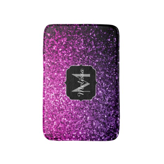Paarse roze ombre faux glitter sparvers Monogram Badmat (Voorkant Verticaal)