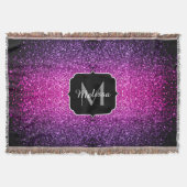 Paarse roze ombre faux glitter sparvers Monogram Deken (Voorkant)